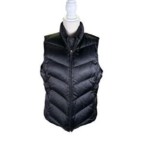 Eddie Bauer Quilted Goose Down Puffer Full Zip Vest Women's Large Black